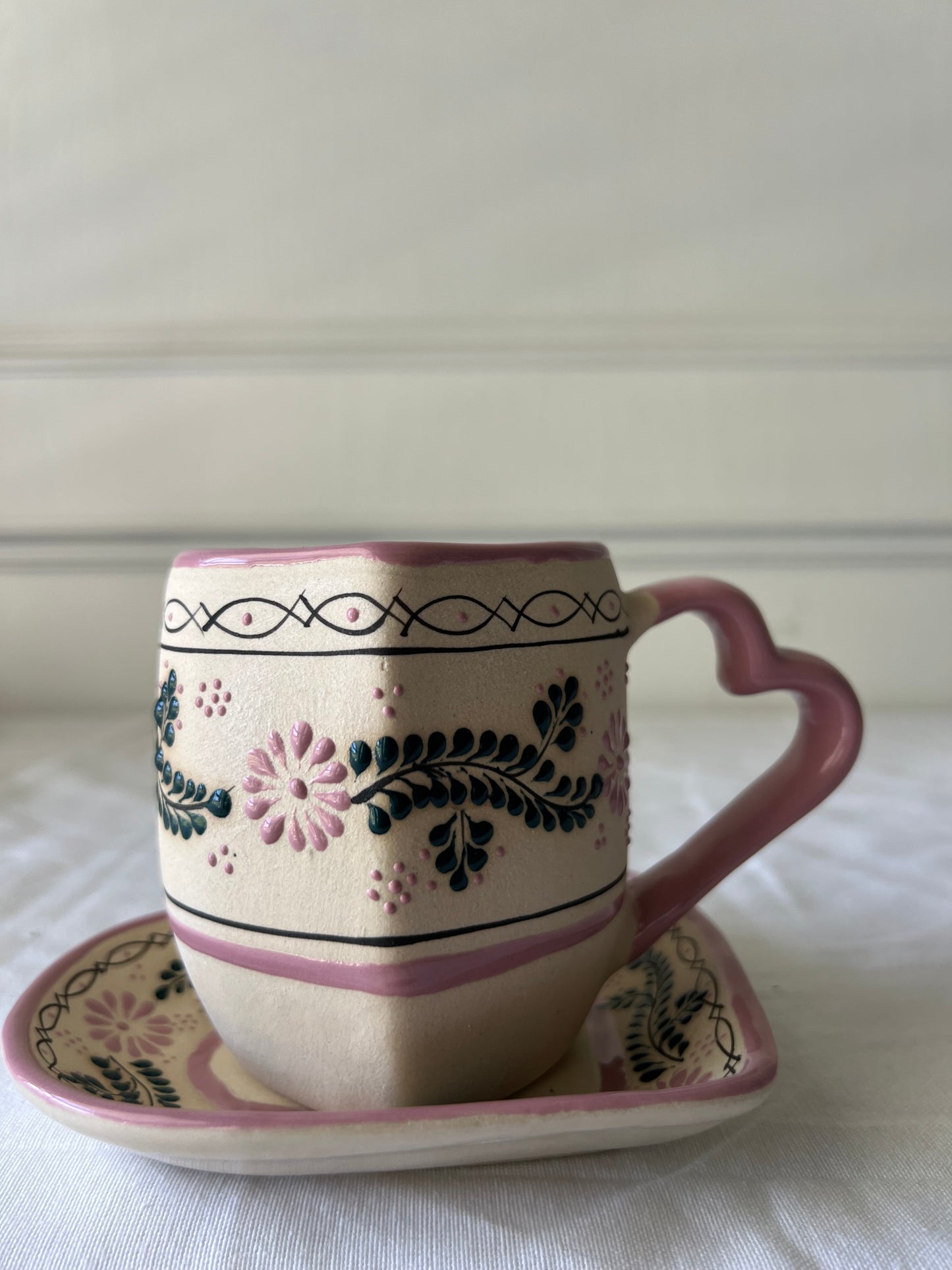 Heart pink set mug-plate