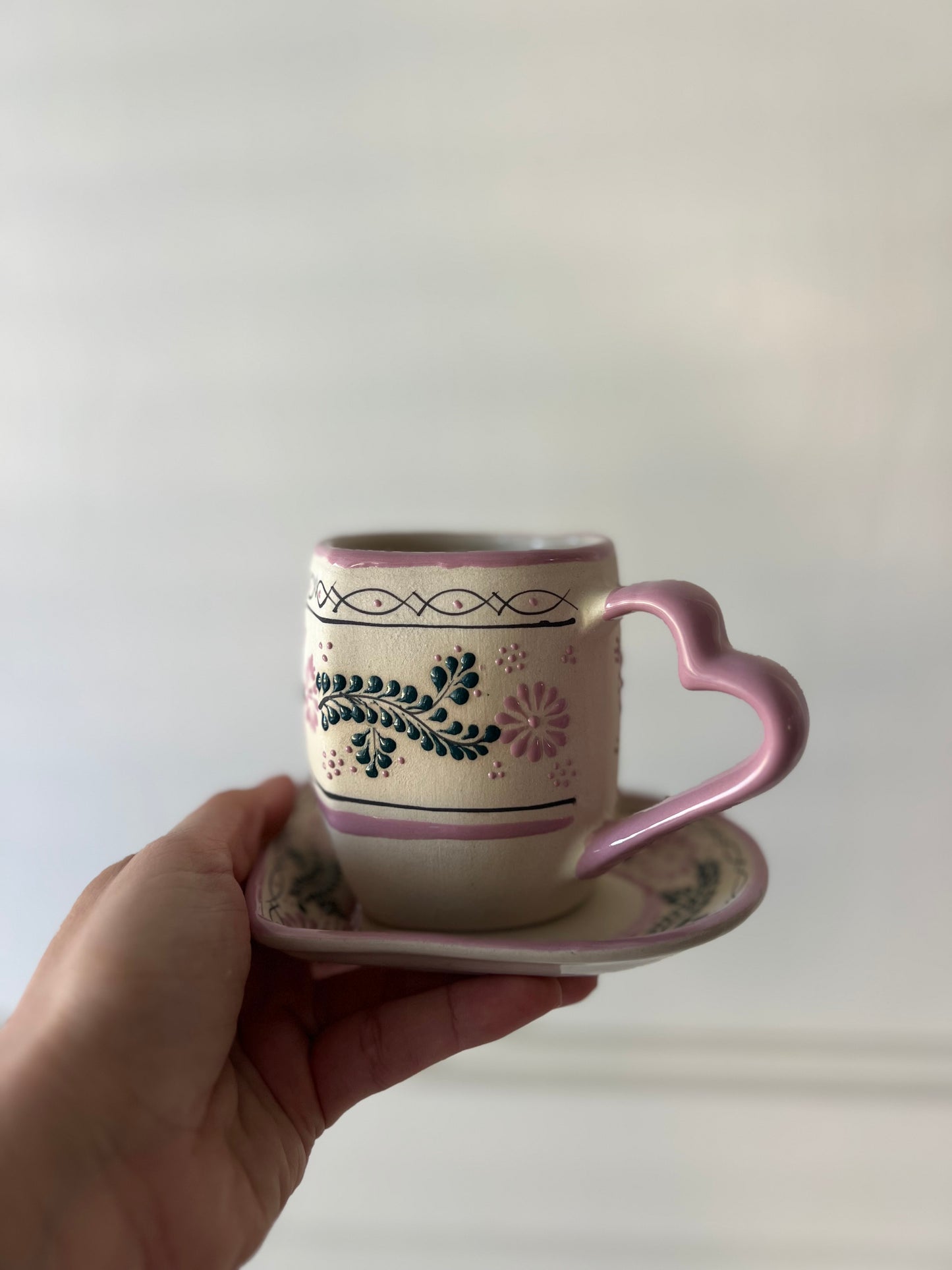 Heart pink set mug-plate