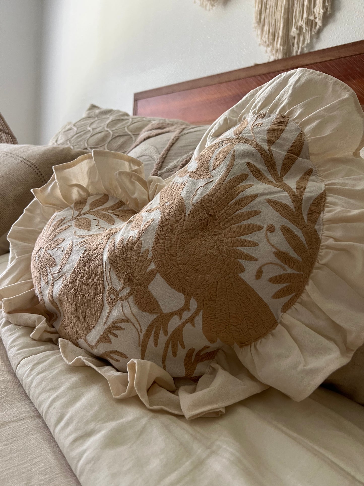 Heart pillow beige