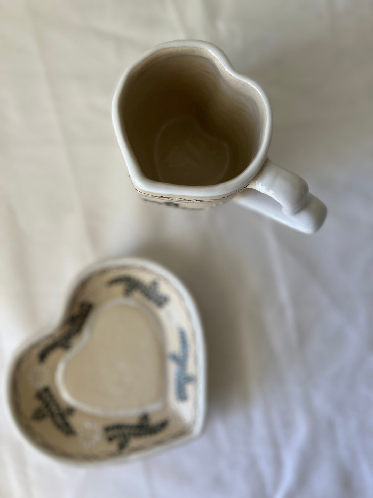 Heart white set mug-plate