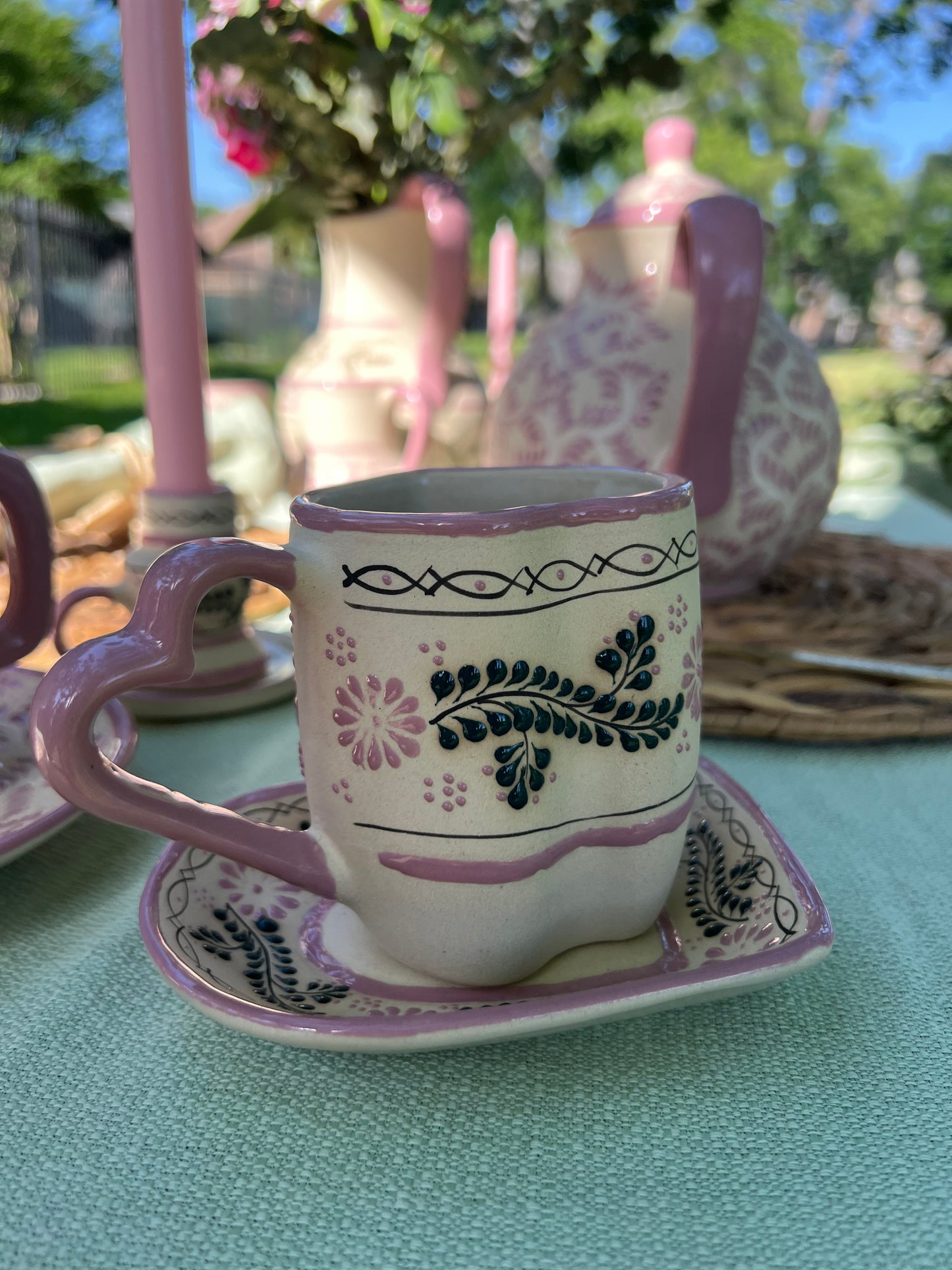 Heart pink set mug-plate