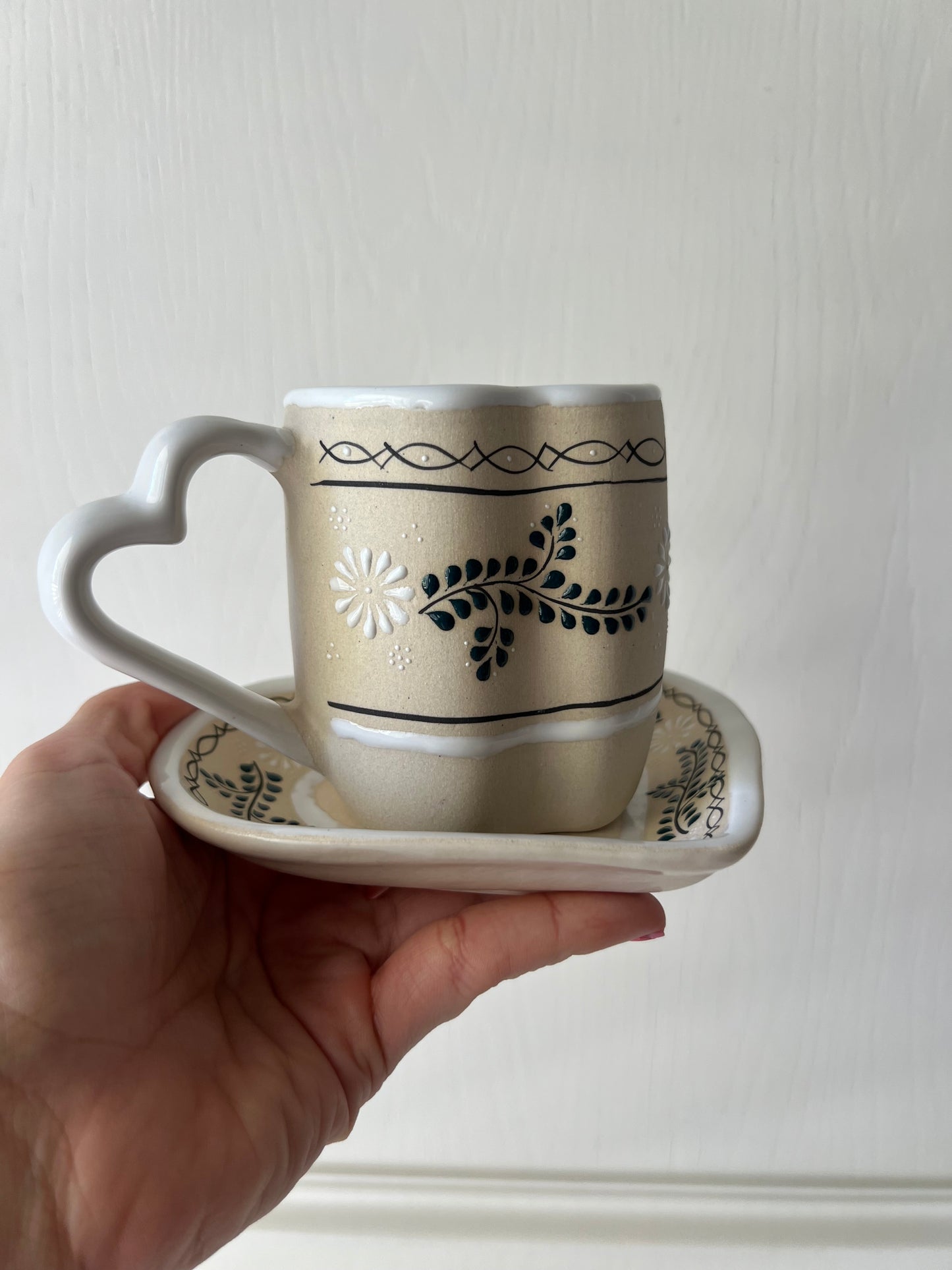 Heart white set mug-plate