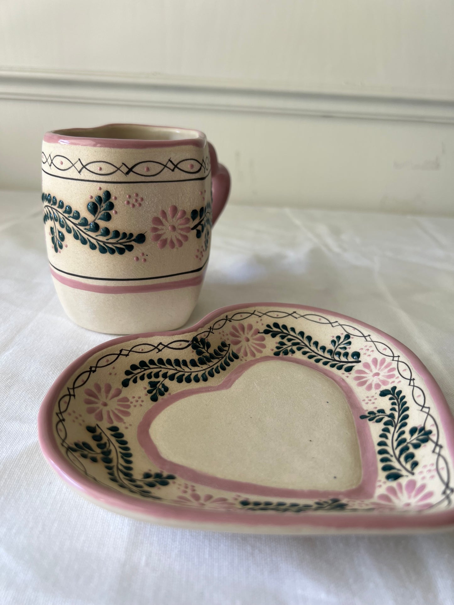 Heart pink set mug-plate