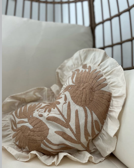 Heart pillow beige